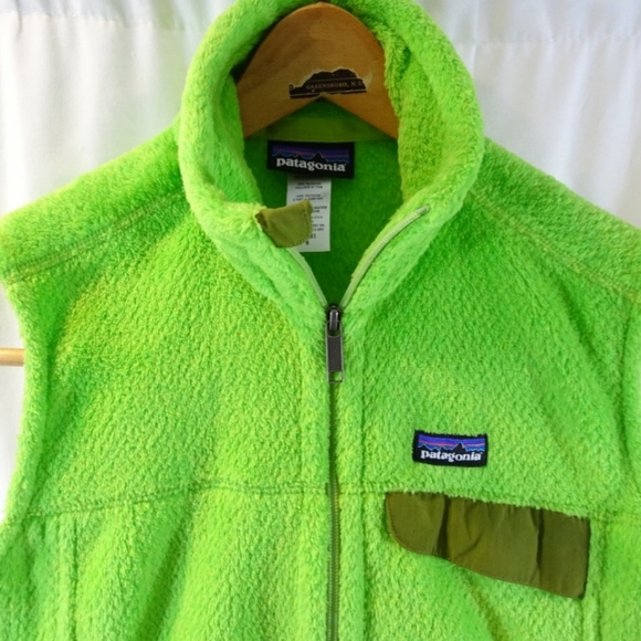 Patagonia Rare Re Tool Lime Green Full Zip Fleece Vest Small - Picture 4 of 6